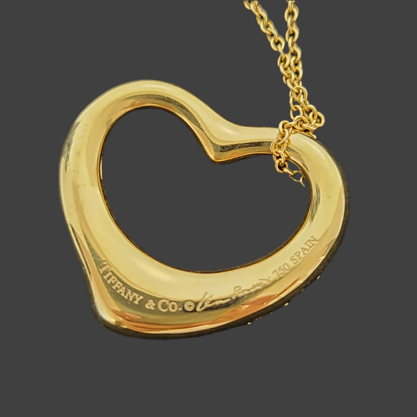 Tiffany
18K Yellow Gold Diamond 22mm Elsa Peretti Open Heart Pendant Necklace