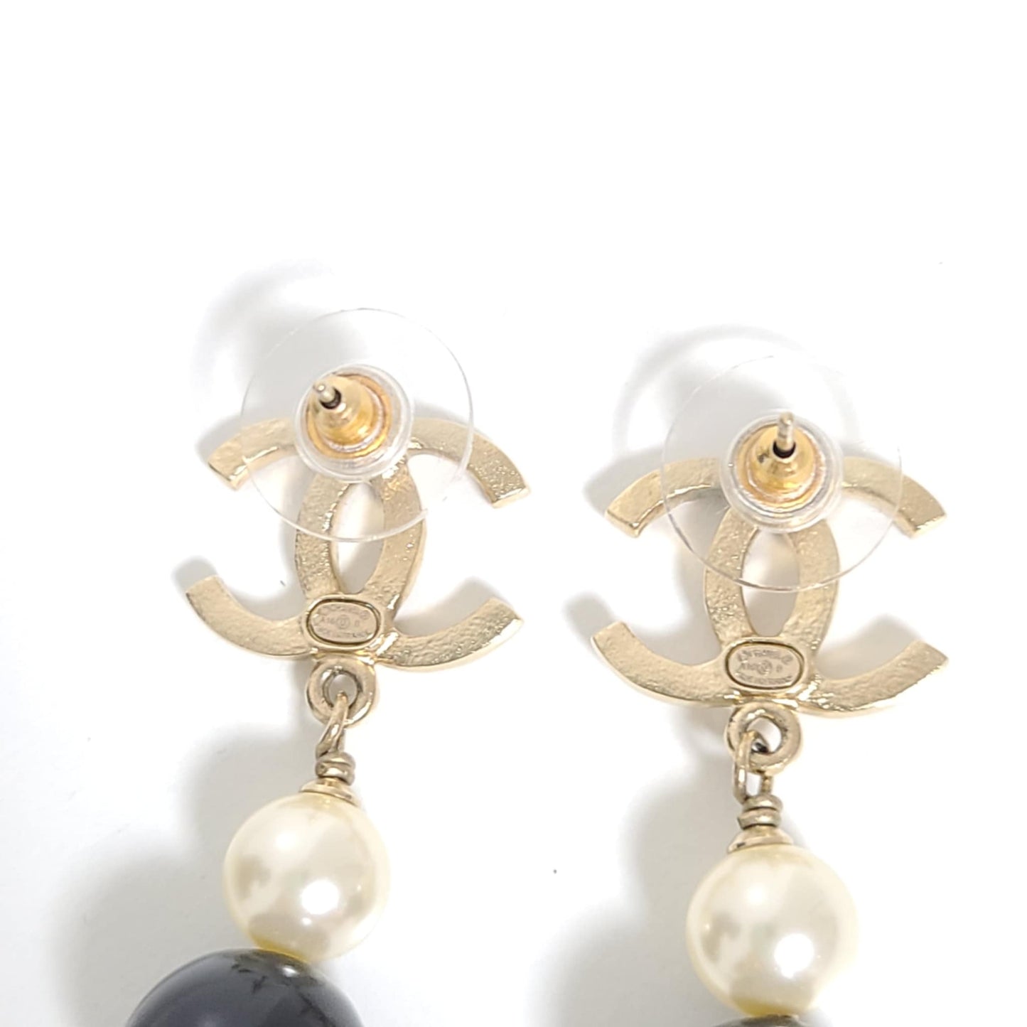 Chanel Bicolor CC Pearl Drop Earring