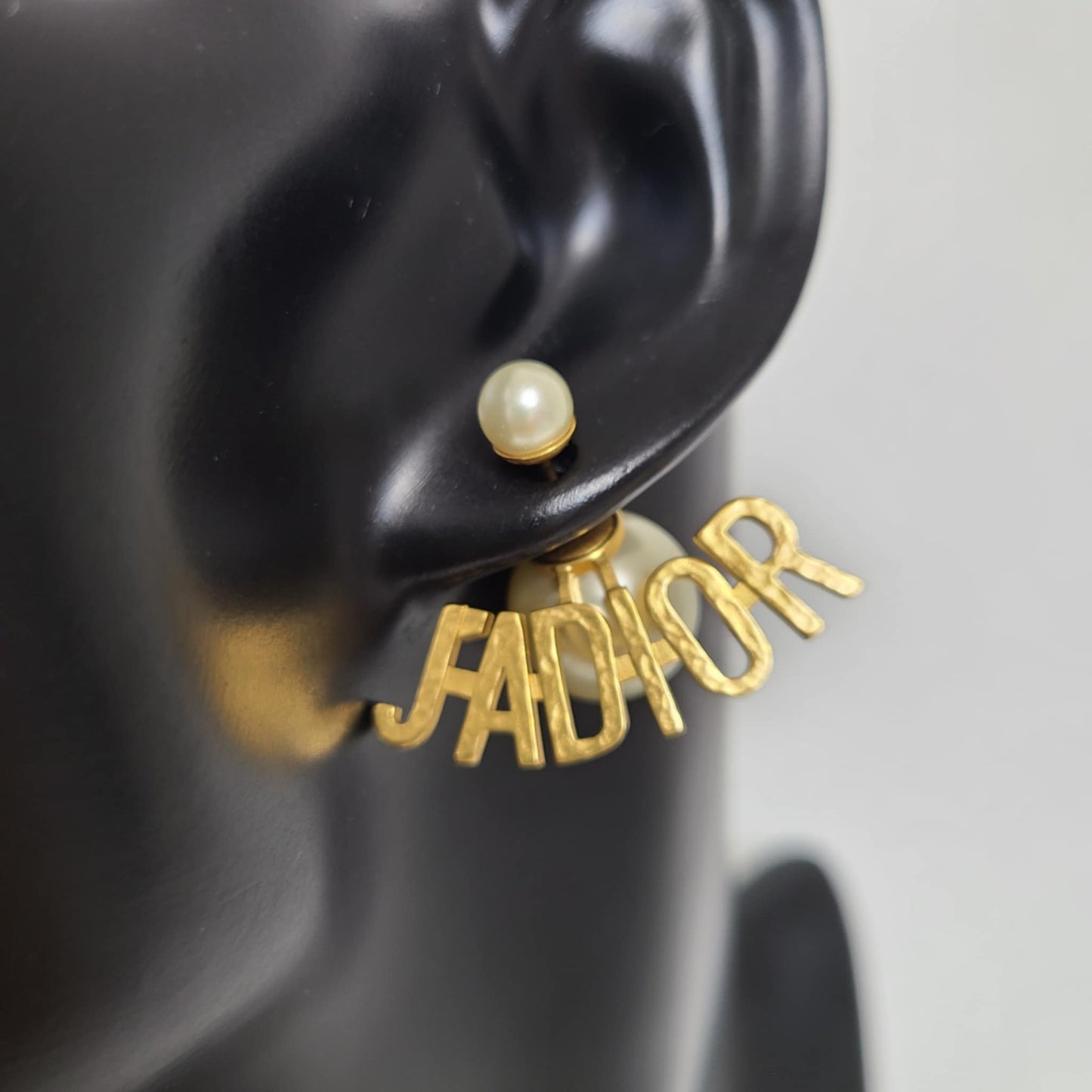 Dior Metal Pearl J'Adior Tribal Earrings Gold