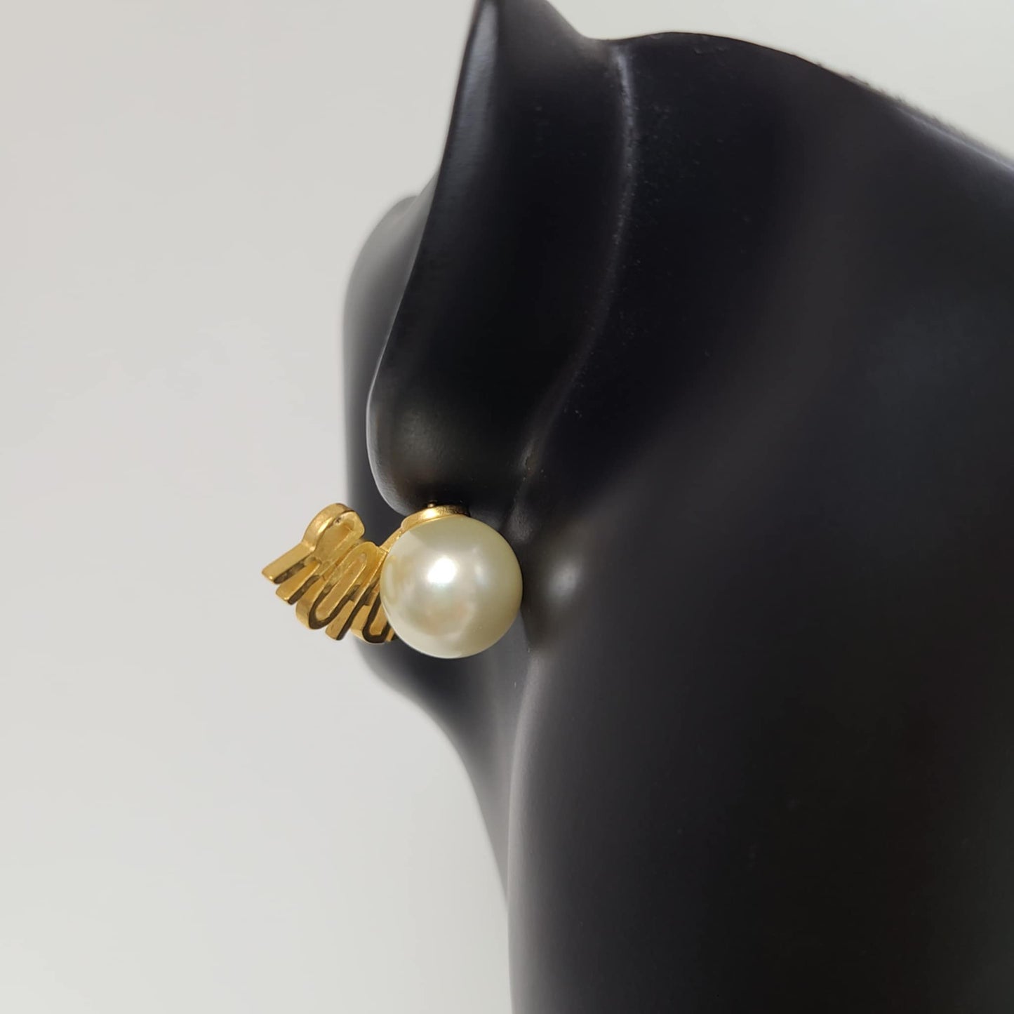 Dior Metal Pearl J'Adior Tribal Earrings Gold