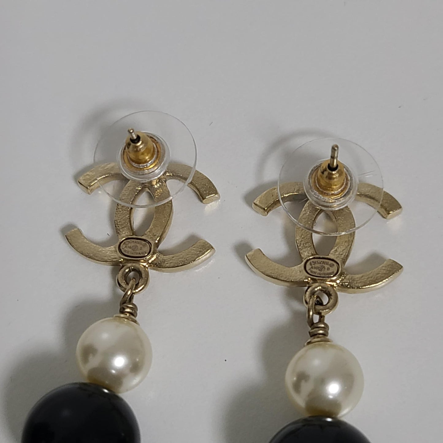 Chanel Bicolor CC Pearl Drop Earring