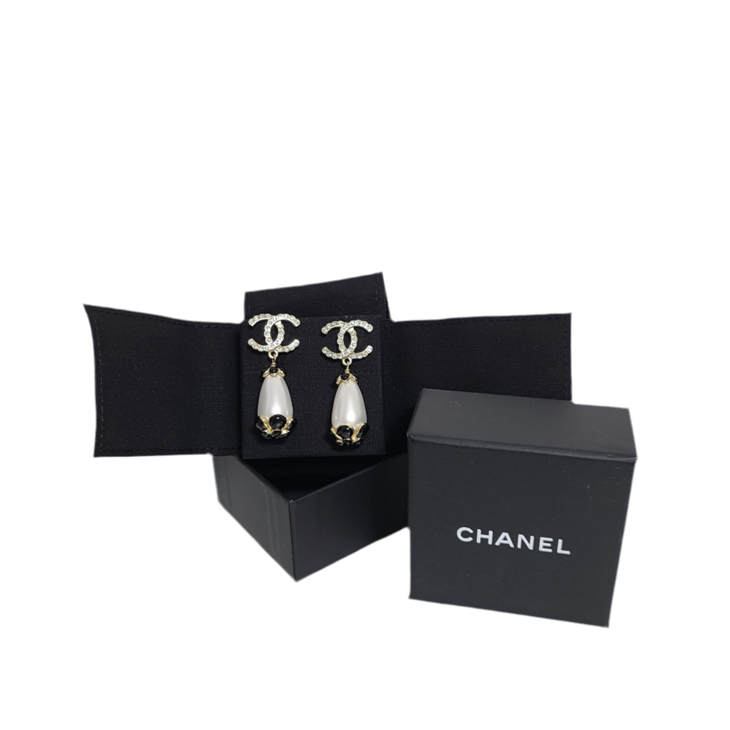 Chanel Rhinestone Faux Pearl Earrings
