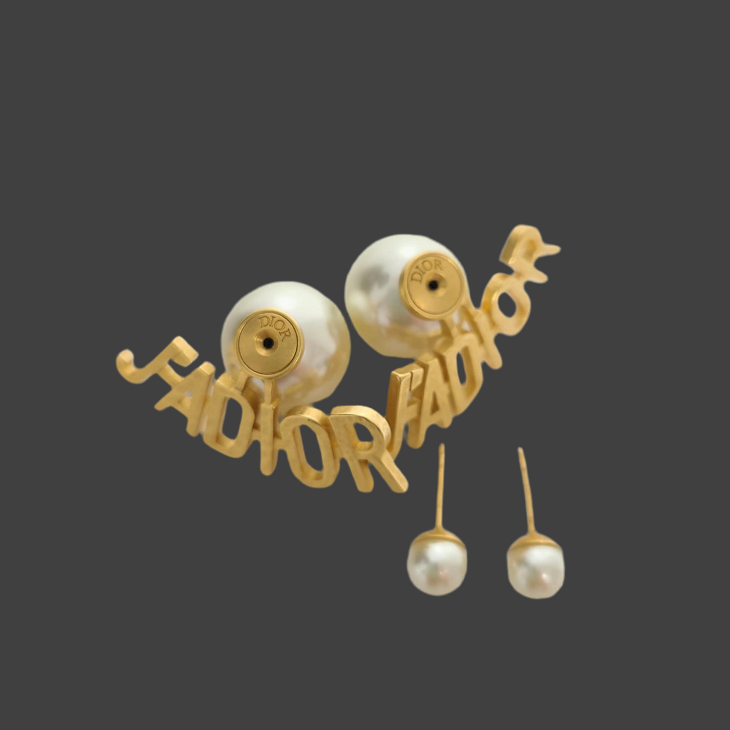 Dior Metal Pearl J'Adior Tribal Earrings Gold