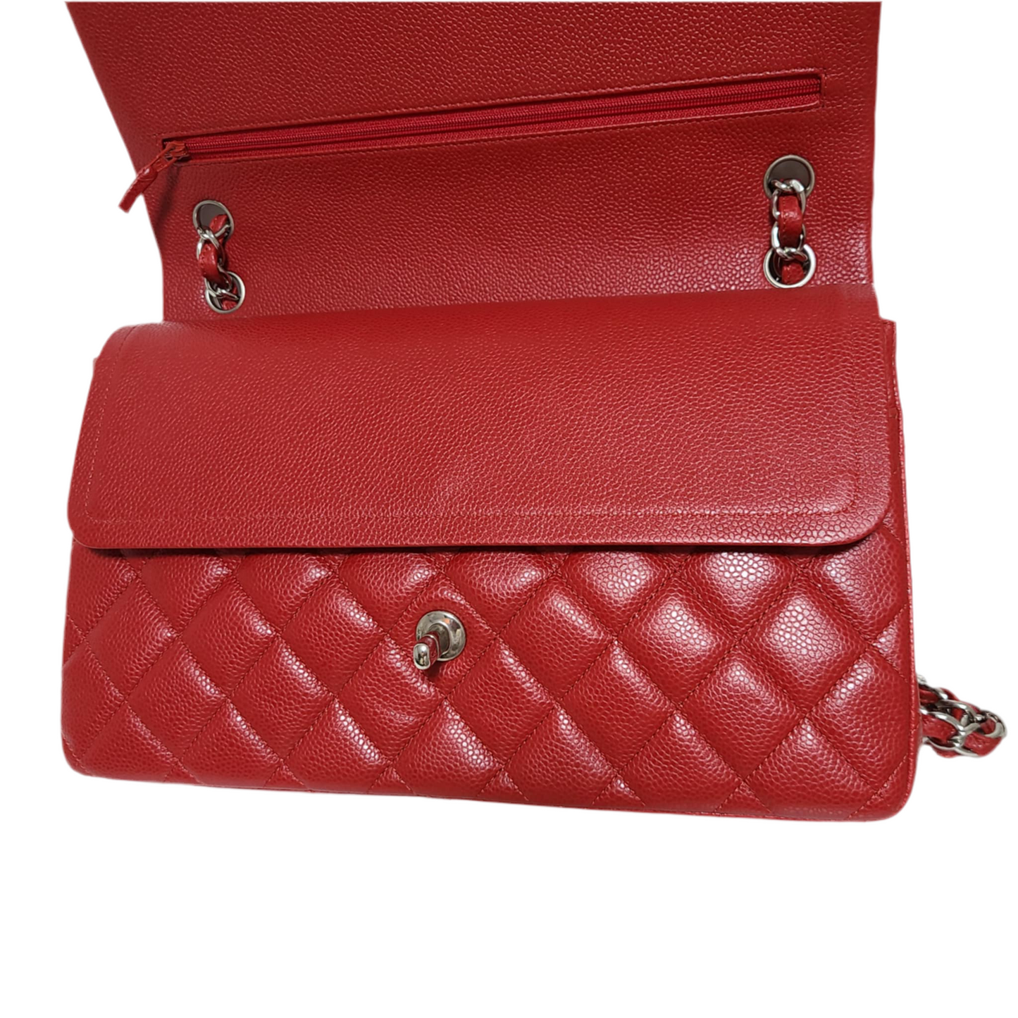 Chanel Classic Double Flap Bag L Red Caviar