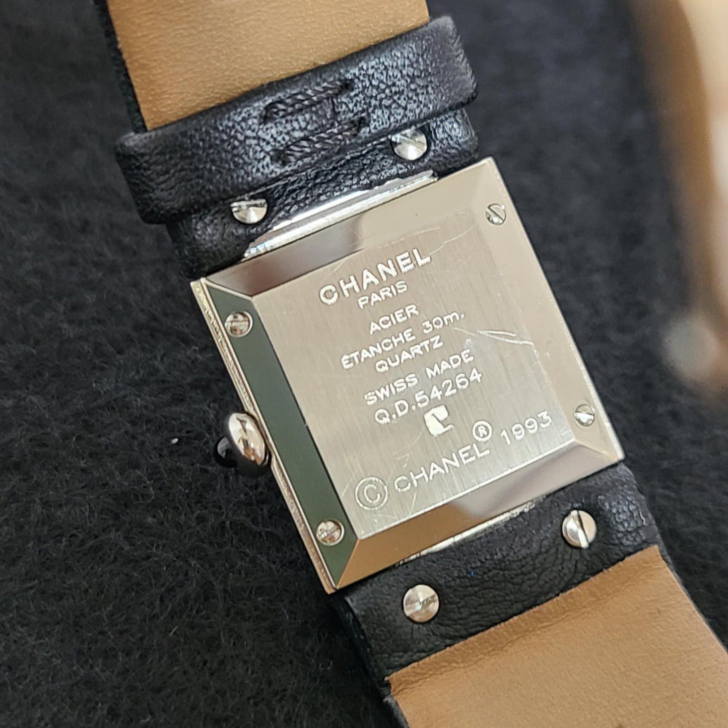 Chanel Matelasse SS Patent Leather Strap Black Dial Women's Quartz