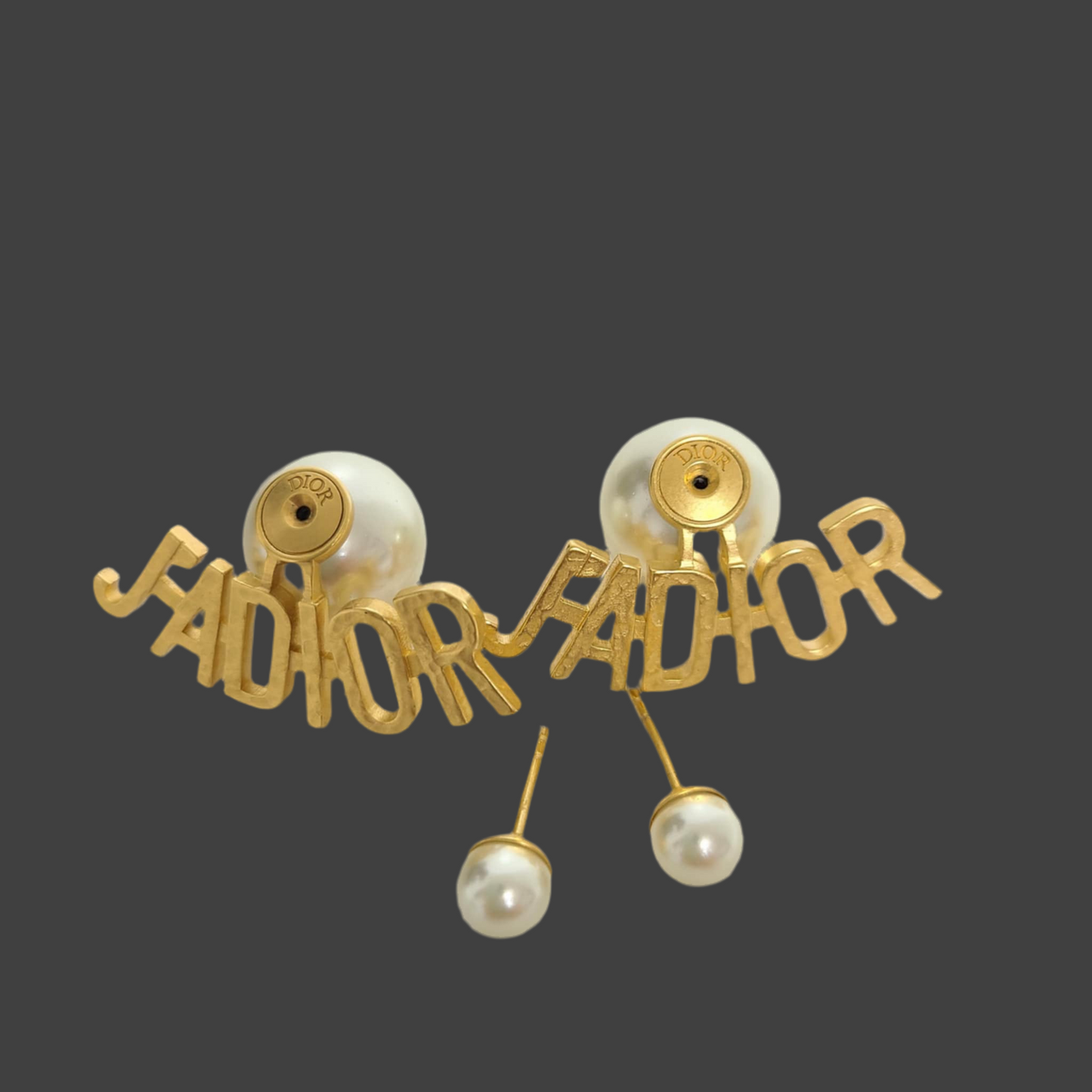 Dior Metal Pearl J'Adior Tribal Earrings Gold