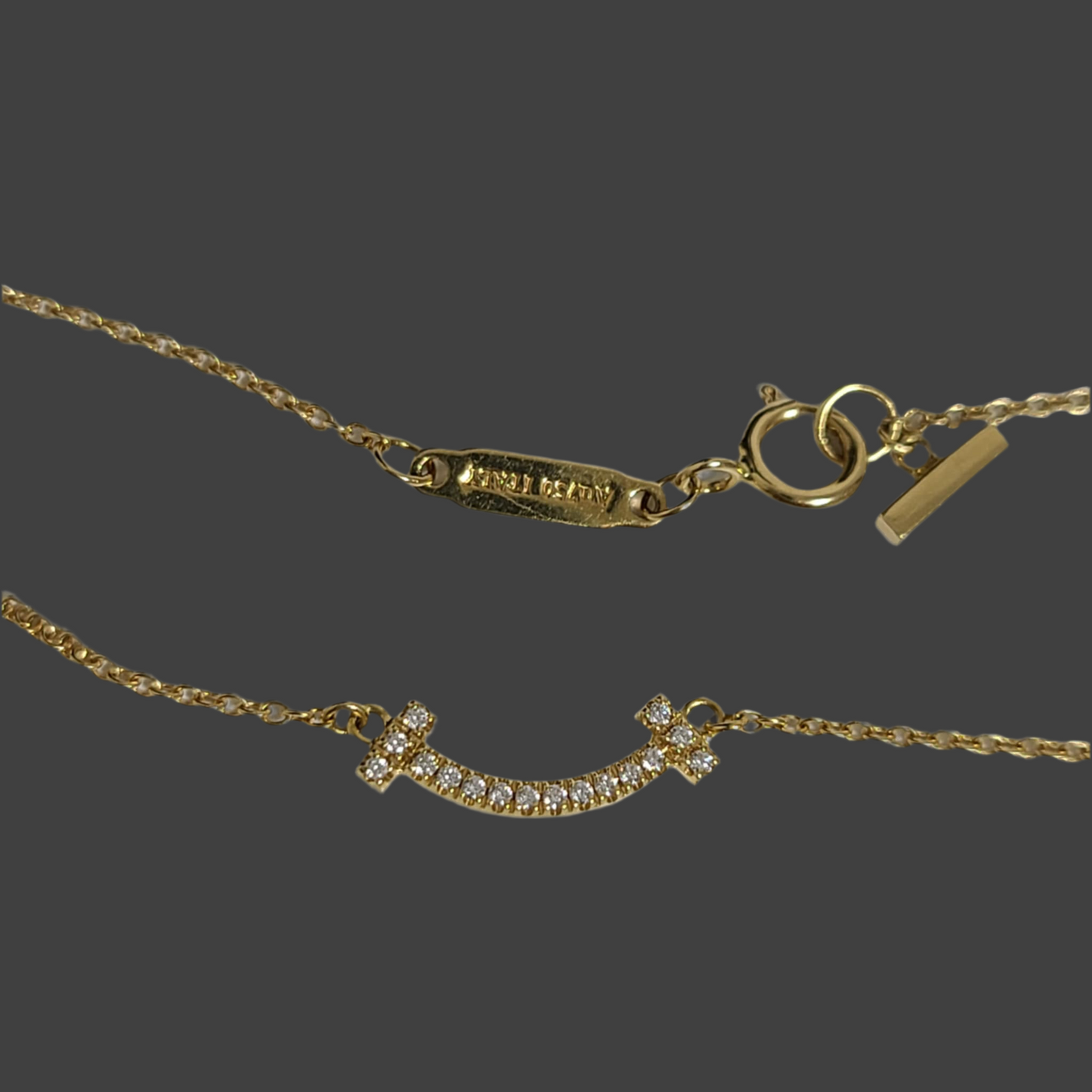 Tiffany & Co. T Smile Mini Necklace – 18k Gold with Diamonds