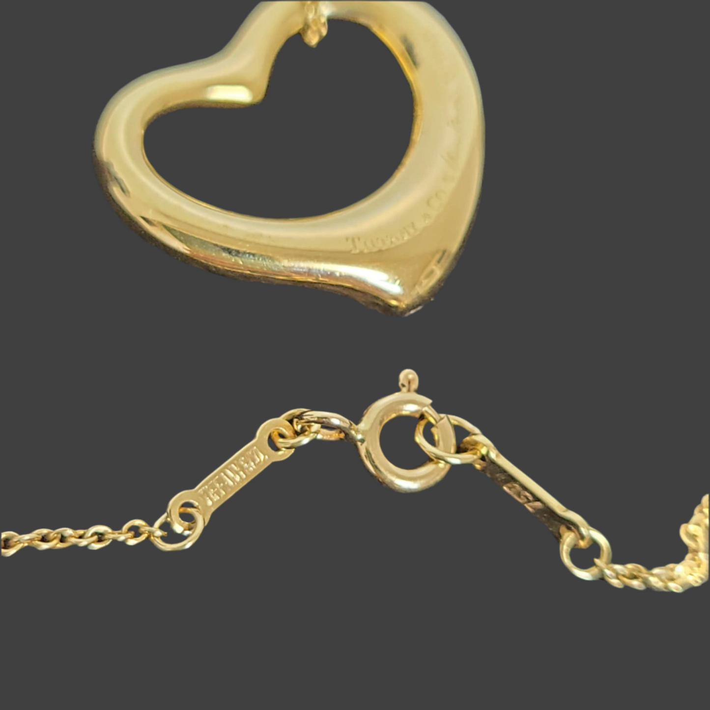 Tiffany
18K Yellow Gold Diamond 22mm Elsa Peretti Open Heart Pendant Necklace
