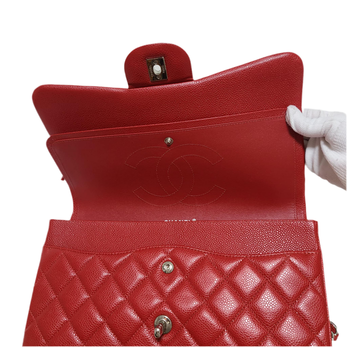 Chanel Classic Double Flap Bag L Red Caviar