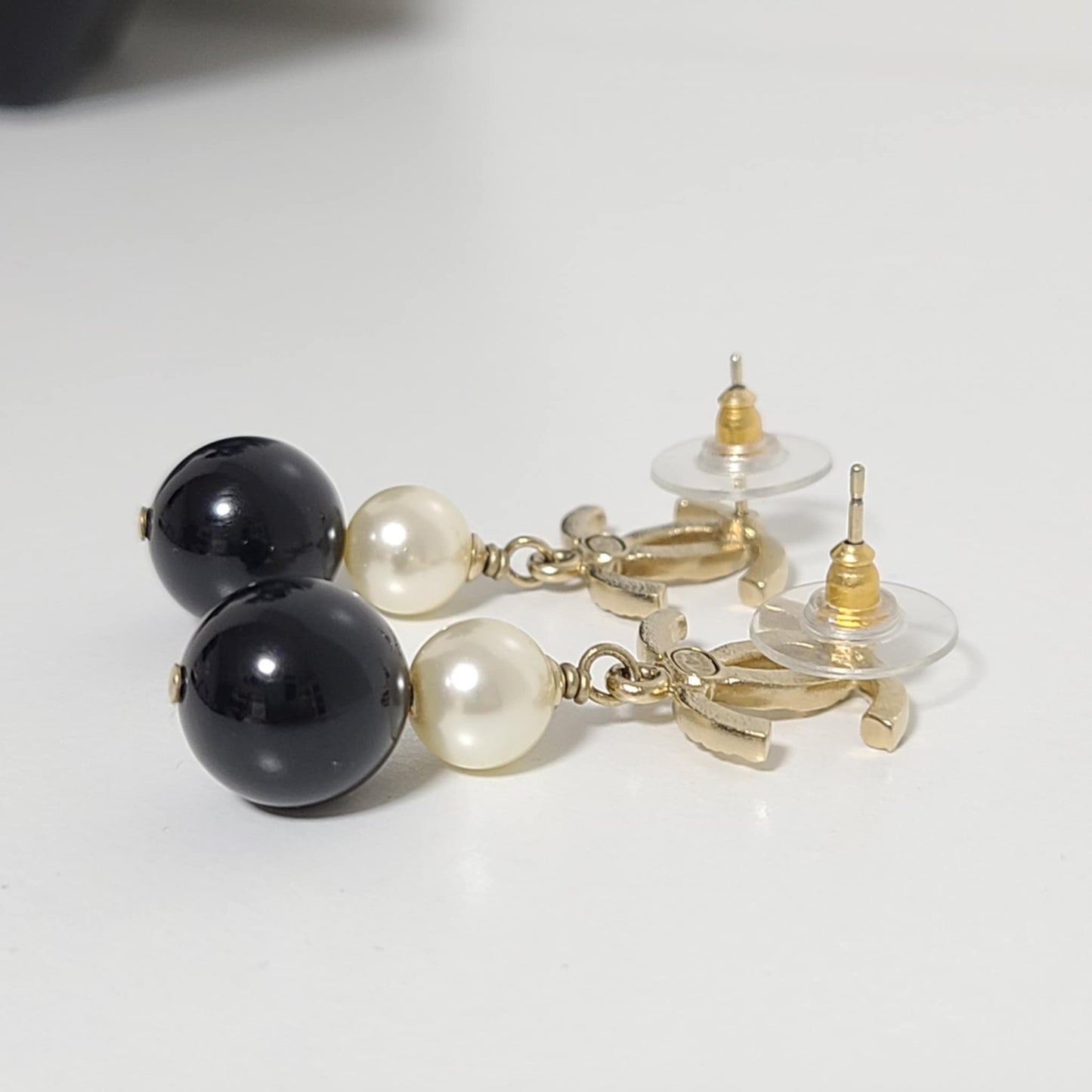 Chanel Bicolor CC Pearl Drop Earring