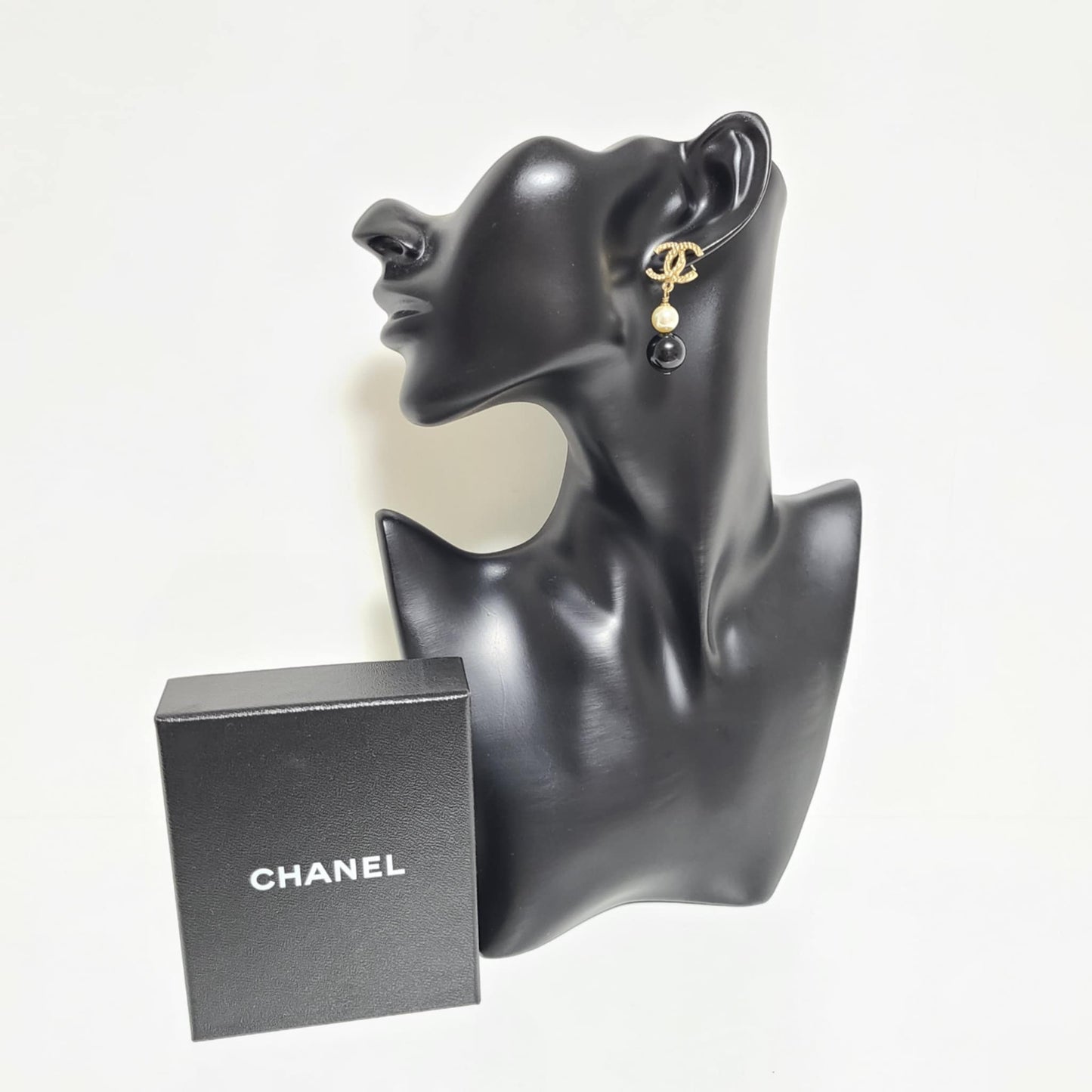 Chanel Bicolor CC Pearl Drop Earring