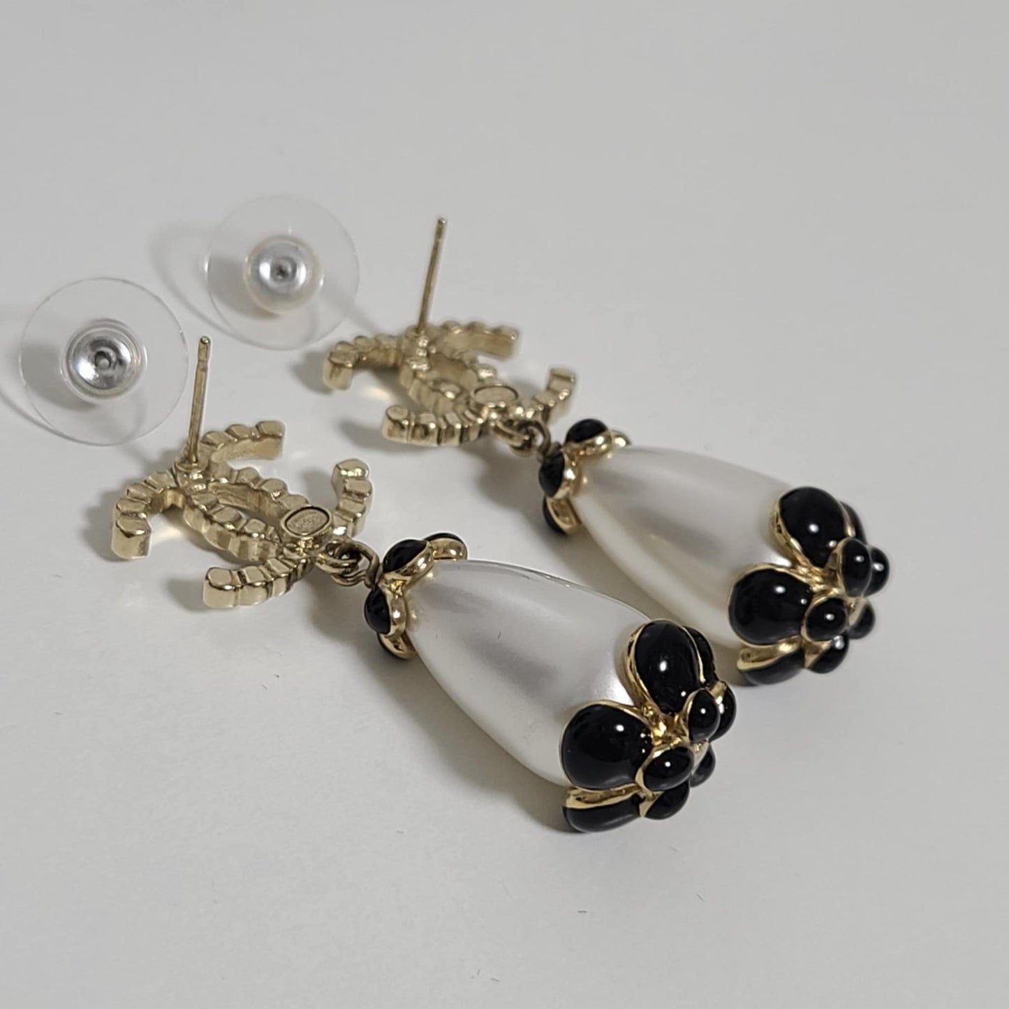 Chanel Rhinestone Faux Pearl Earrings