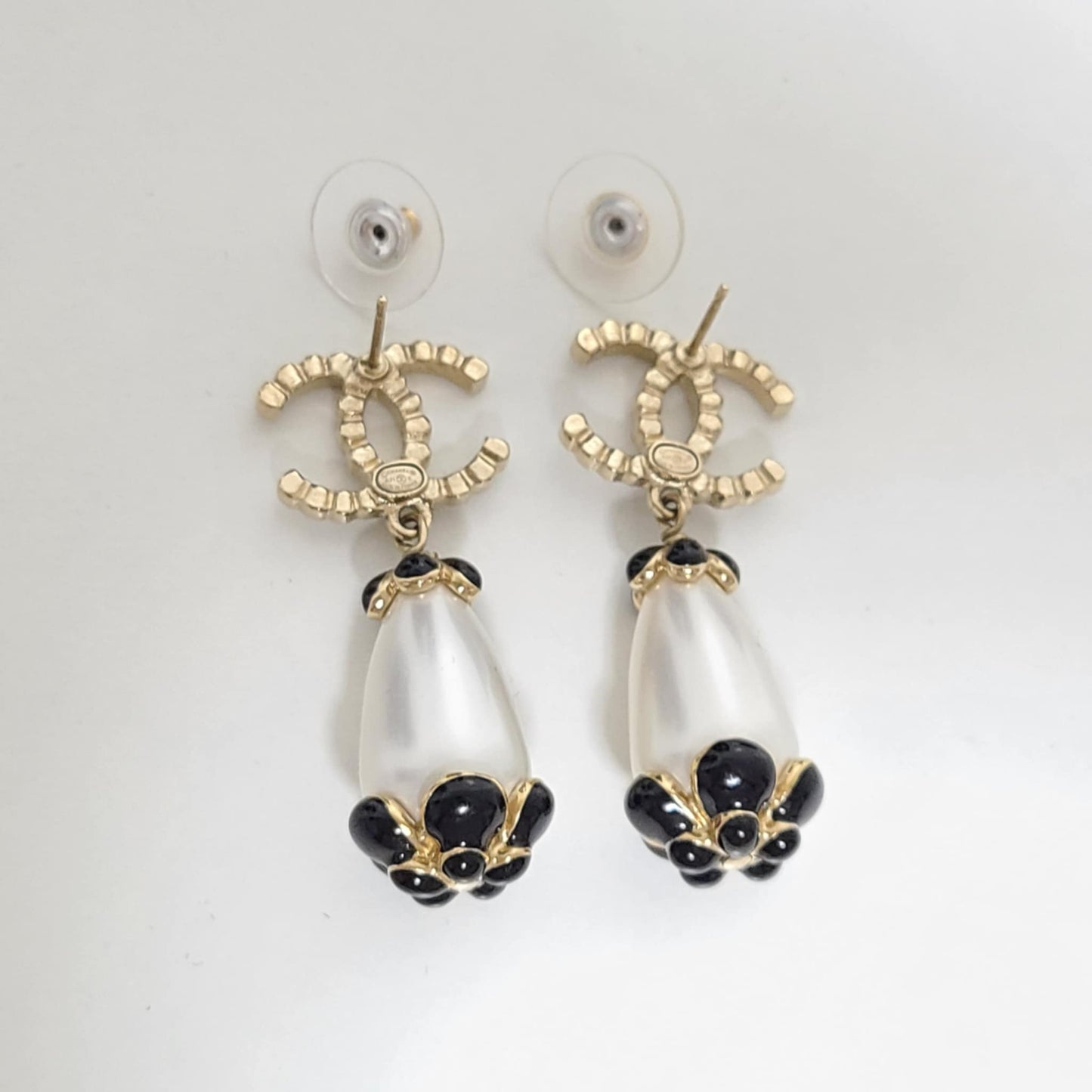 Chanel Rhinestone Faux Pearl Earrings