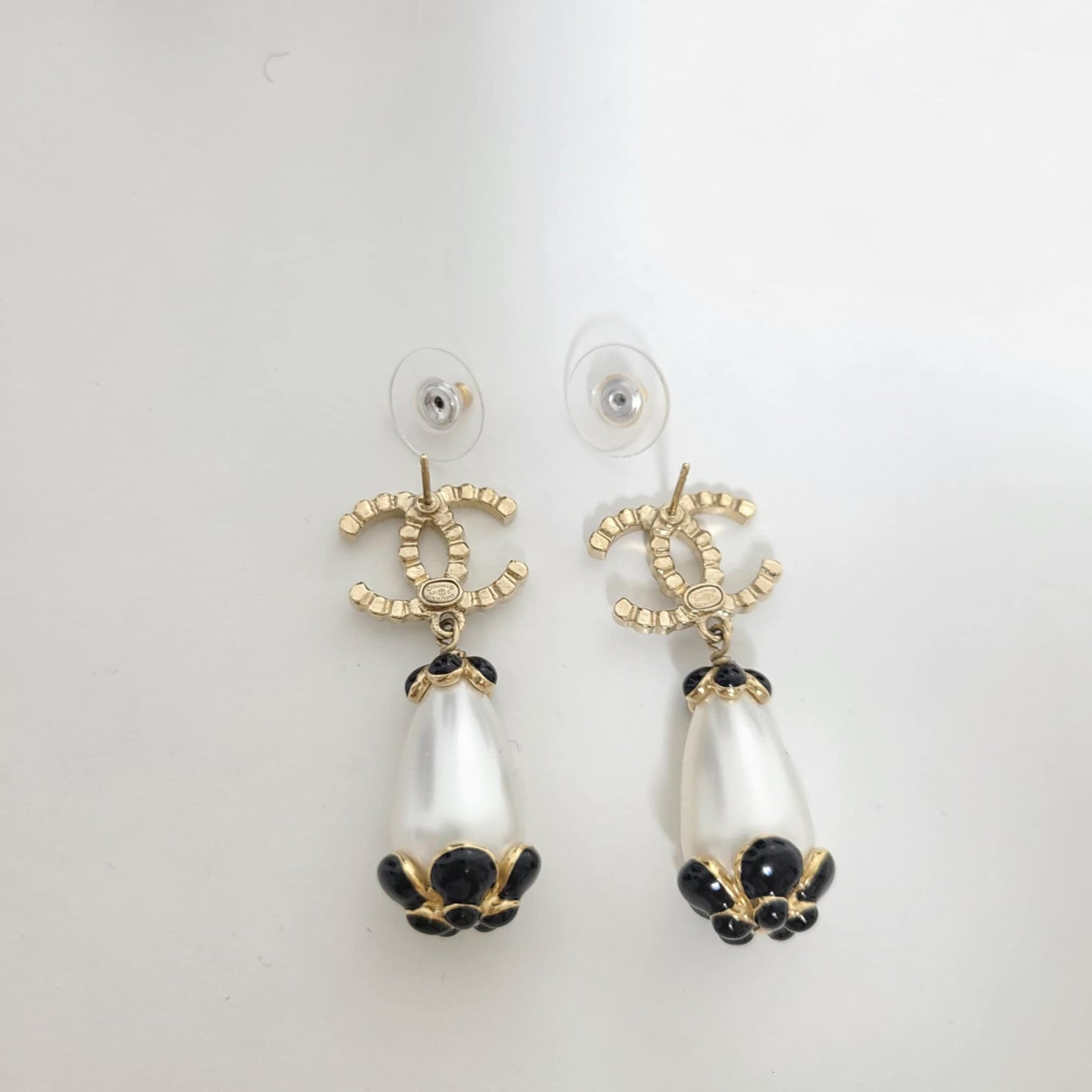 Chanel Rhinestone Faux Pearl Earrings