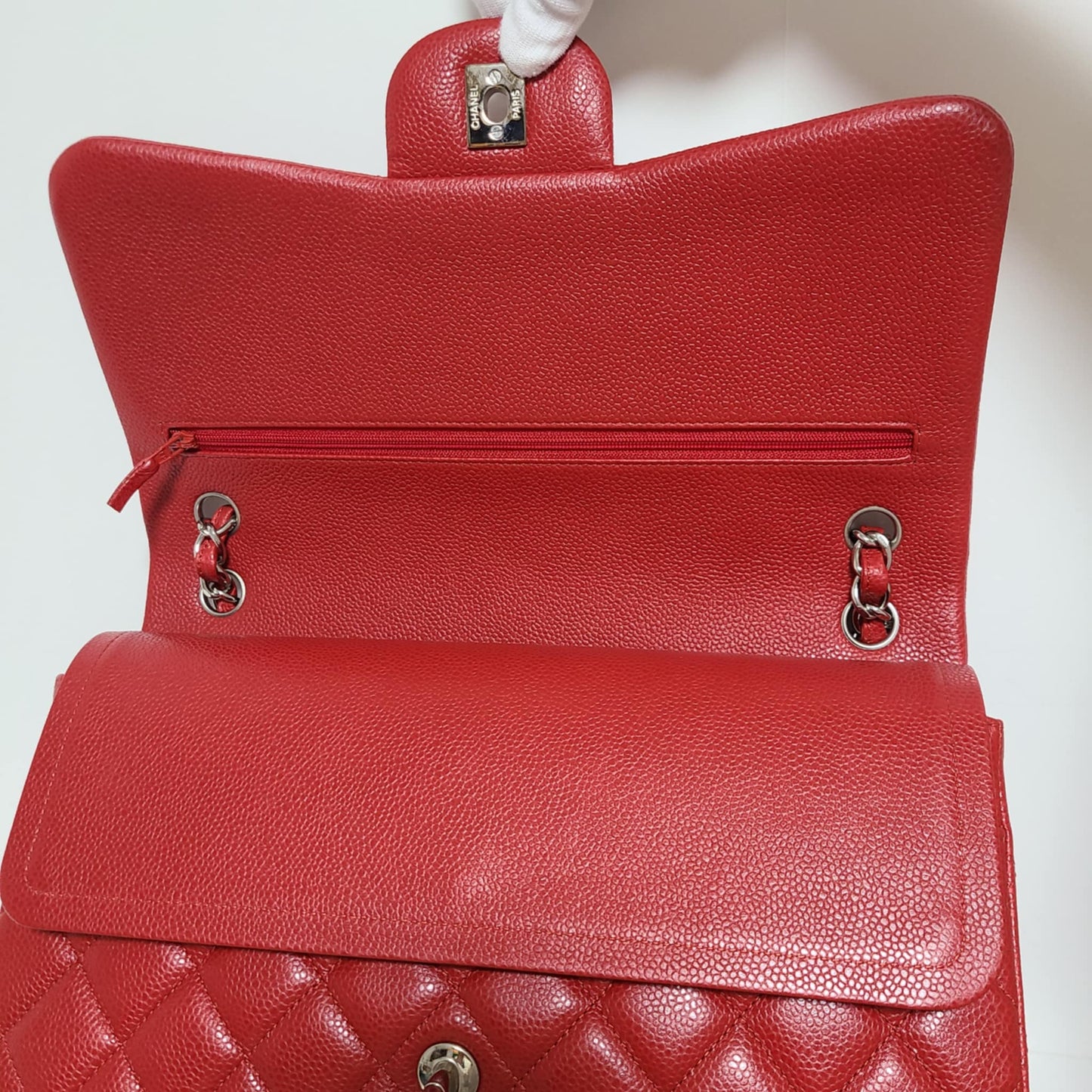 Chanel Classic Double Flap Bag L Red Caviar