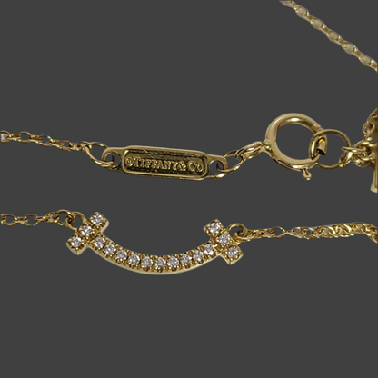 Tiffany & Co. T Smile Mini Necklace – 18k Gold with Diamonds