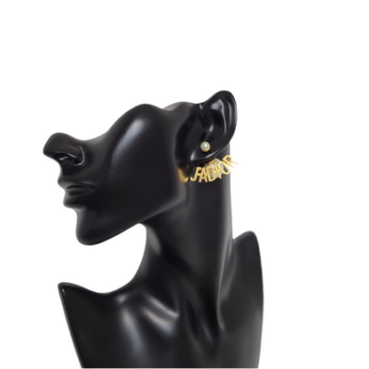 Dior Metal Pearl J'Adior Tribal Earrings Gold