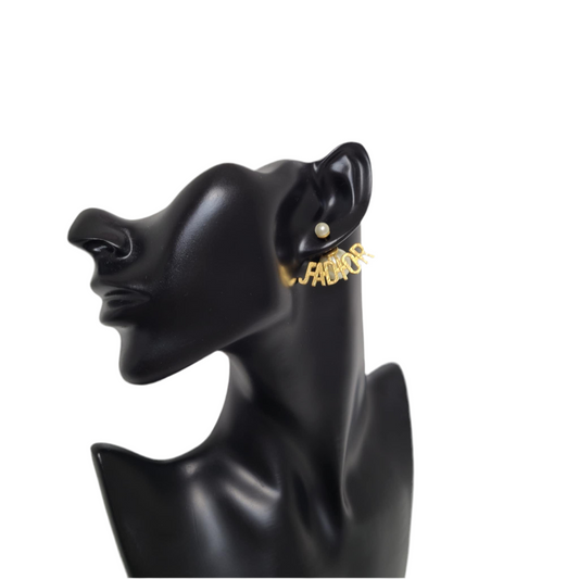 Dior Metal Pearl J'Adior Tribal Earrings Gold