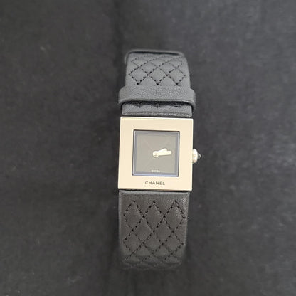 Chanel  Matelasse SS Patent Leather Strap Black Dial Women's Quartz