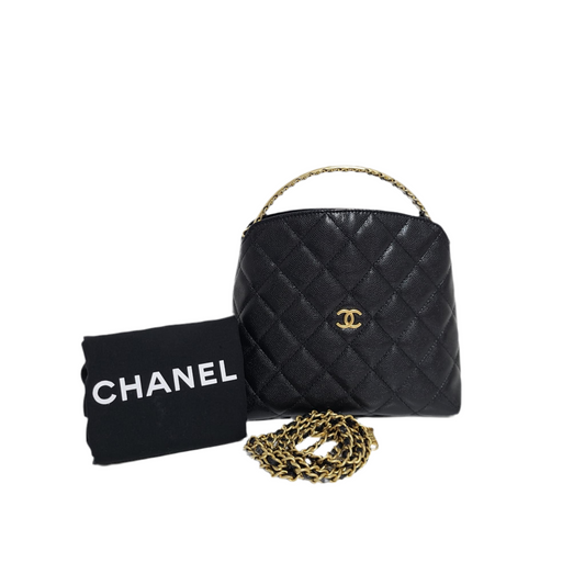 Chanel CLUTCH WITH CHAIN Grained Shiny Caviar & Gold-Tone Metal Black 2024-2025 fall-winter pre collection