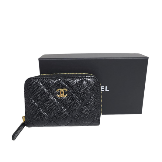 Chanel Caviar Card Case Round Zipper