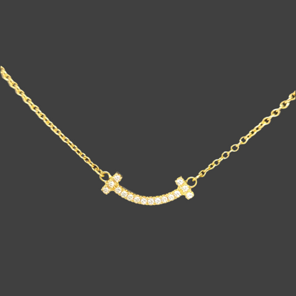 Tiffany & Co. T Smile Mini Necklace – 18k Gold with Diamonds