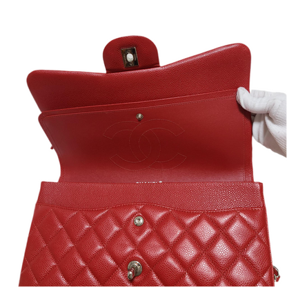 Chanel Classic Double Flap Bag L Red Caviar