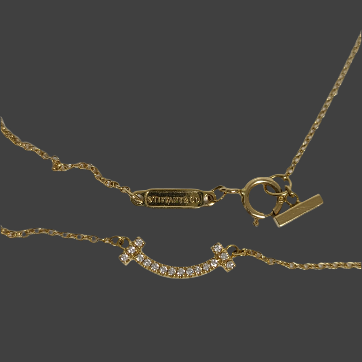 Tiffany & Co. T Smile Mini Necklace – 18k Gold with Diamonds