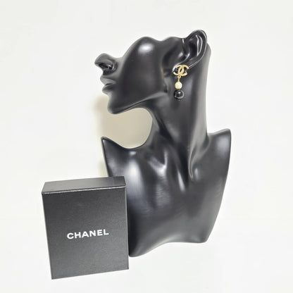 Chanel Bicolor CC Pearl Drop Earring