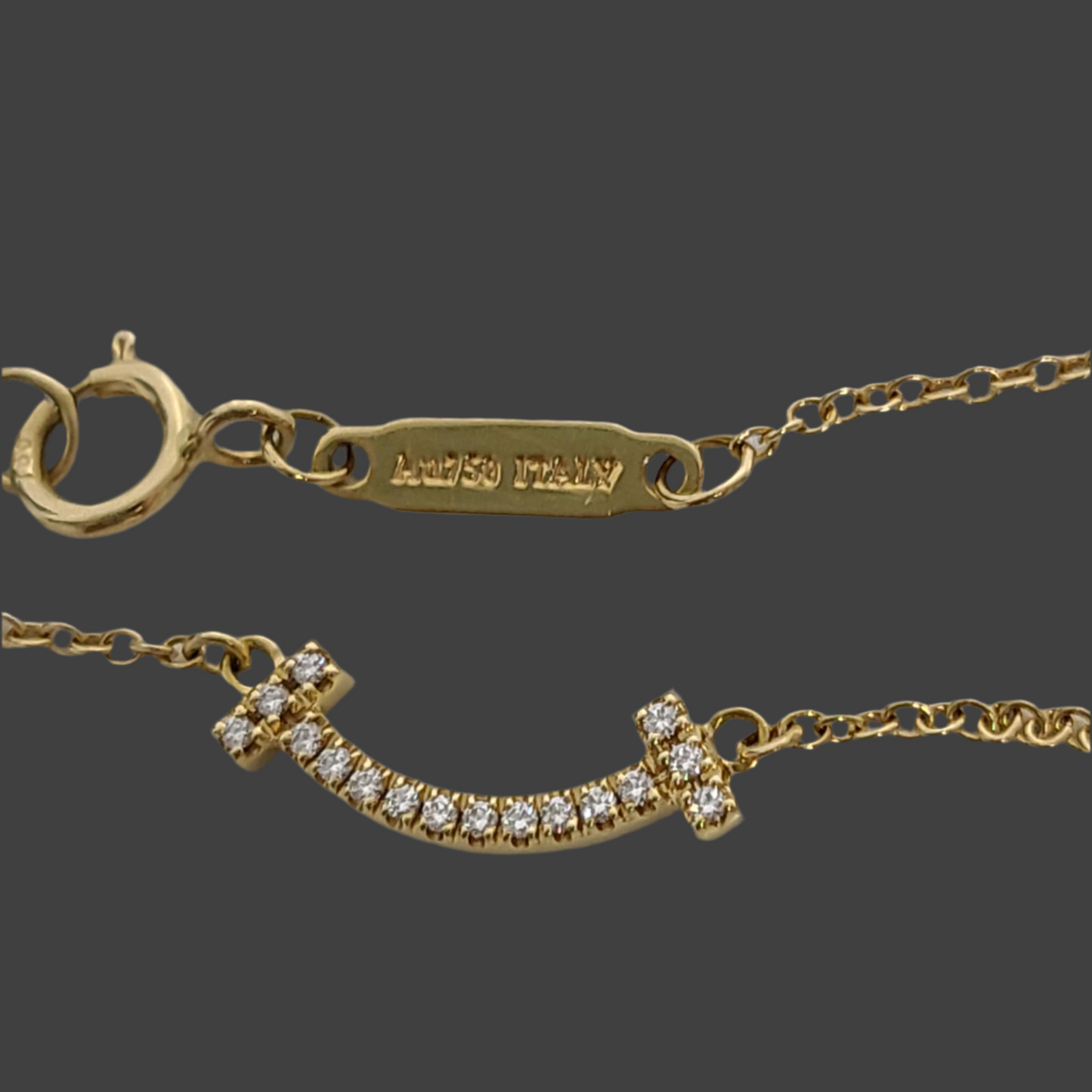 Tiffany & Co. T Smile Mini Necklace – 18k Gold with Diamonds