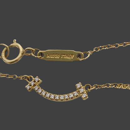 Tiffany & Co. T Smile Mini Necklace – 18k Gold with Diamonds