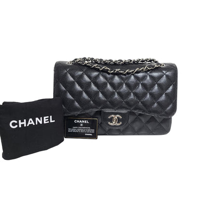 Chanel Classic Double Flap Bag –  Caviar Leather Silver Hardware (Large)