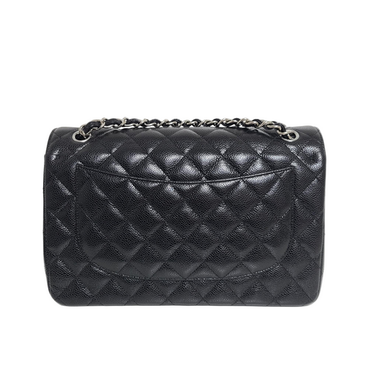 Chanel Classic Double Flap Bag –  Caviar Leather Silver Hardware (Large)
