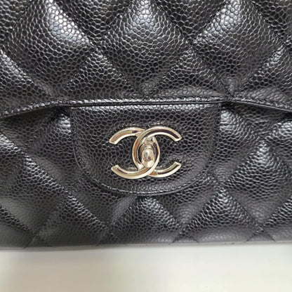 Chanel Classic Double Flap Bag –  Caviar Leather Silver Hardware (Large)
