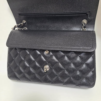 Chanel Classic Double Flap Bag –  Caviar Leather Silver Hardware (Large)