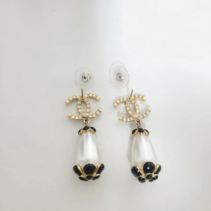 Chanel Rhinestone Faux Pearl Earrings