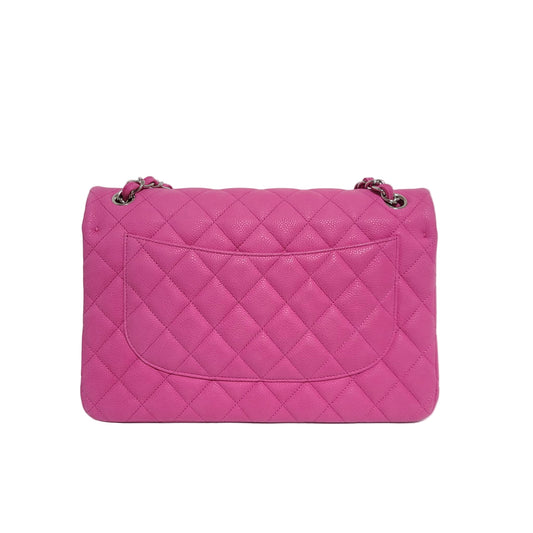 CHANEL Classic Double Flap Bag – Size L Suede Caviar Leather