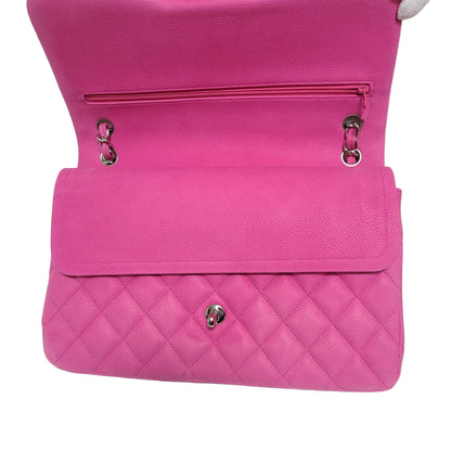 CHANEL Classic Double Flap Bag – Size L Suede Caviar Leather