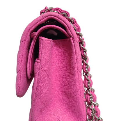 CHANEL Classic Double Flap Bag – Size L Suede Caviar Leather